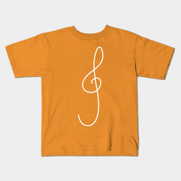 Treble G Clef Hand Drawn White Kids T-Shirt by phoxydesign